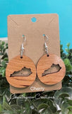 Kentucky Dangle Earrings, walnut-oak-cherry