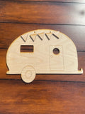 Camper w/3D Pennant Banner- Unfinished Door Hanger