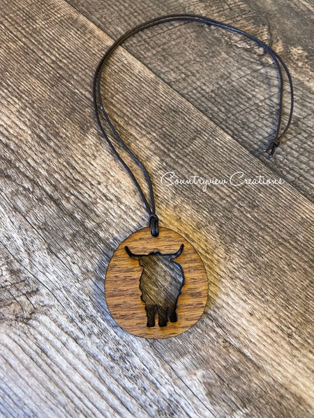 Shaggy Cow Silhouette Necklace