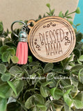 Wooden Cheetah/Leopard Keychain w/tassel