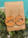 Kentucky Dangle Earrings, walnut-oak-cherry
