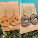 Kentucky Dangle Earrings, walnut-oak-cherry