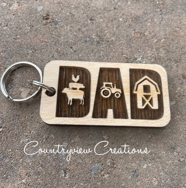Dad Keychain- Farm