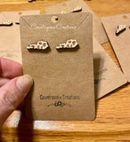 Kentucky Cheetah/leopard Earrings, wooden stud earrings
