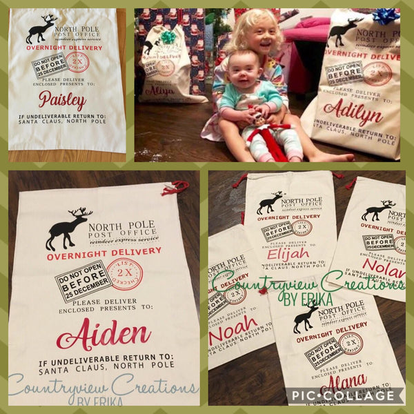 Santa Bag. Canvas & Personalized