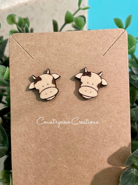 Cow Face Stud Earrings