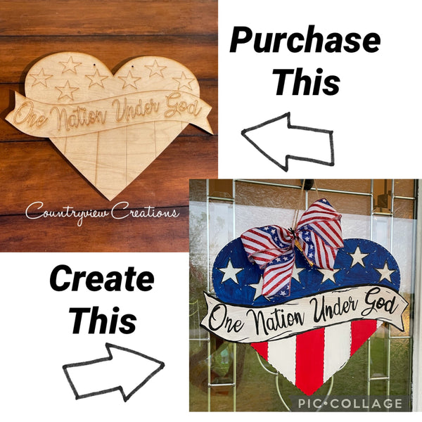 One Nation Under God- Unfinished Door Hanger