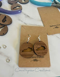 Kentucky Dangle Earrings, walnut-oak-cherry