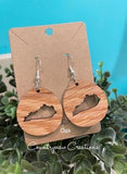 Kentucky Dangle Earrings, walnut-oak-cherry